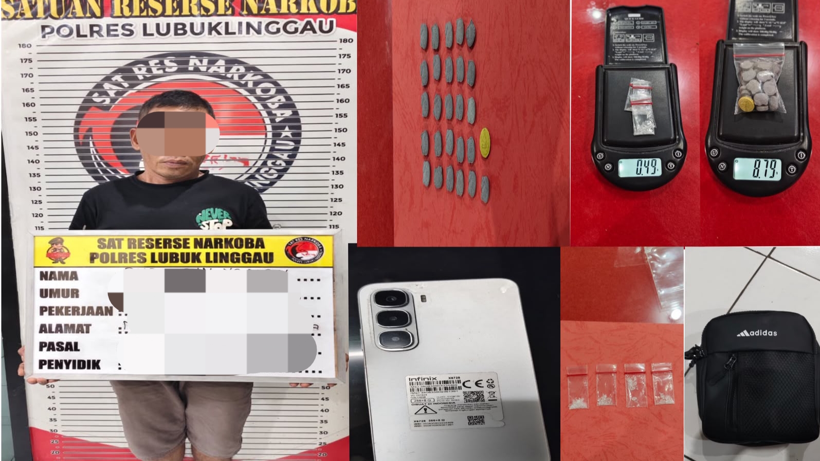 Digerebek di Kamar Hotel, Satresnarkoba Polres Lubuk Linggau Sita Puluhan Butir Ekstasi dan Sabu, Seorang Pria Diamankan