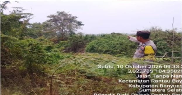 Polsek Rantau Bayur Lakukan Ground Check Hotspot, Kebakaran Lahan Sekitar 1 Hektare Ditemukan di Arisan Musi