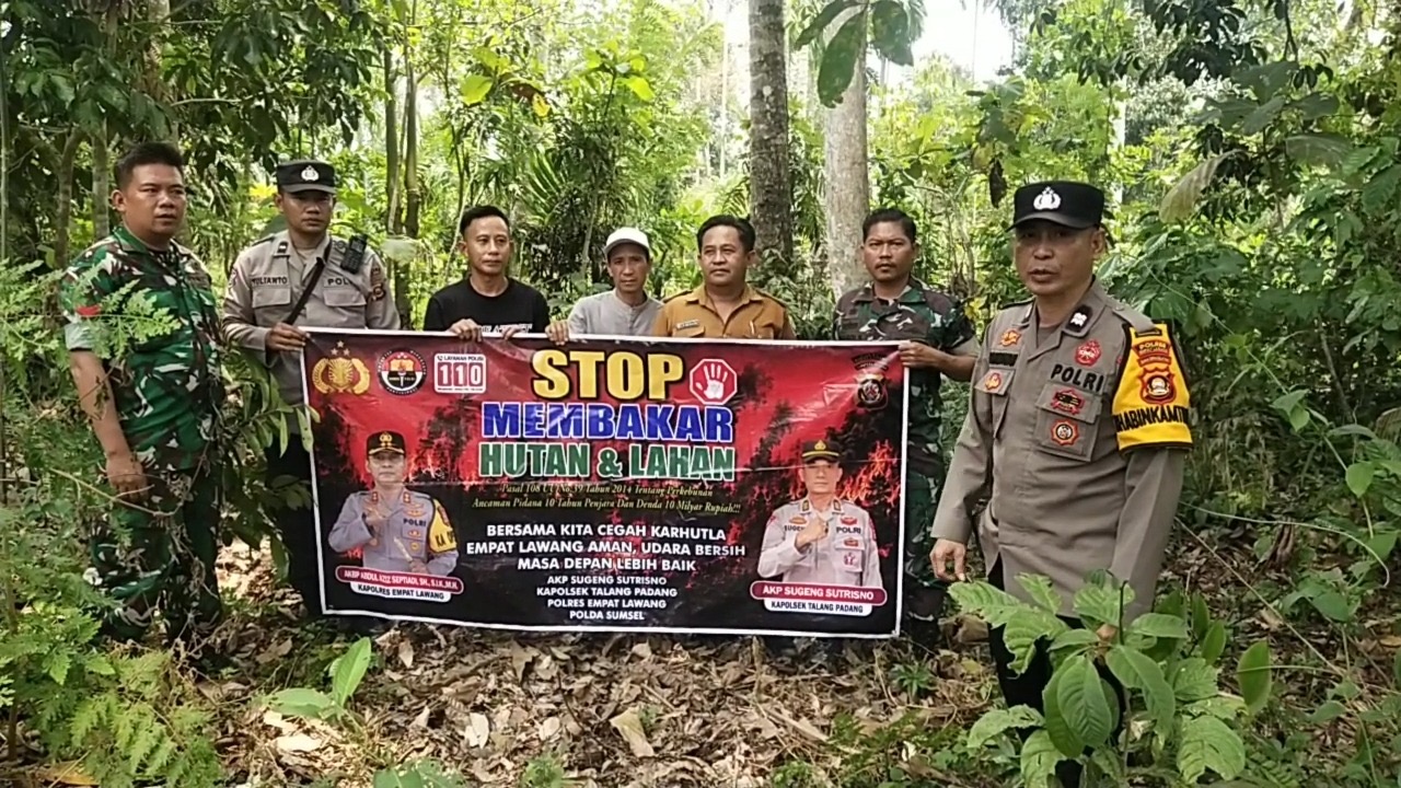Sinergi TNI-Polri dan Pemerintah Desa, Polsek Talang Padang Gencarkan Patroli Mitigasi Stop Karhutla