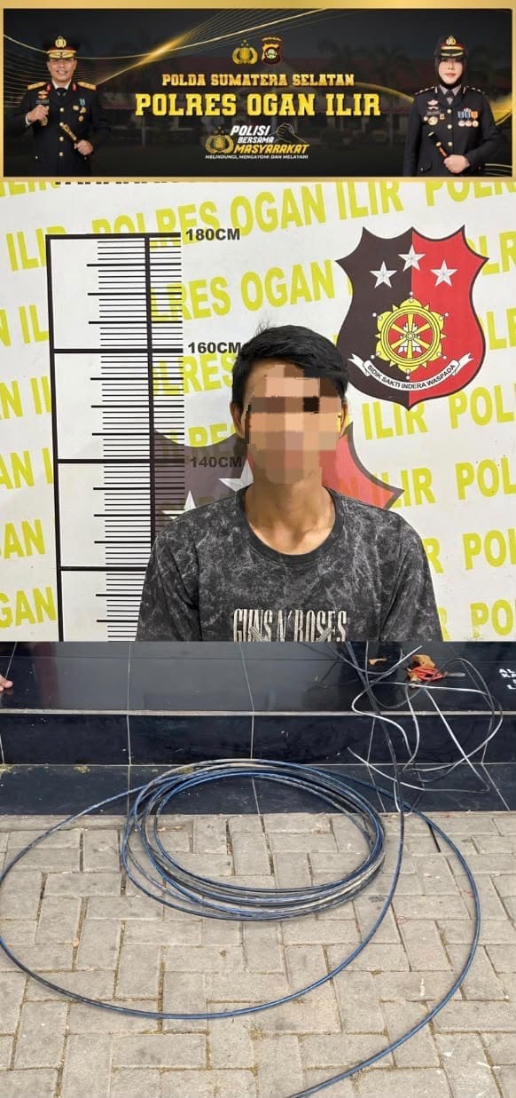 Tertangkap Tangan Curi Kabel Tol Palindra, Pria Asal Gandus Diamankan Satreskrim Polres Ogan Ilir