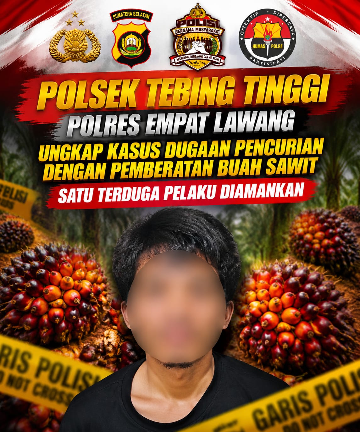 Polsek Tebing Tinggi Ungkap Dugaan Pencurian Buah Sawit, Terduga Pelaku Berusia 36 Tahun Diamankan