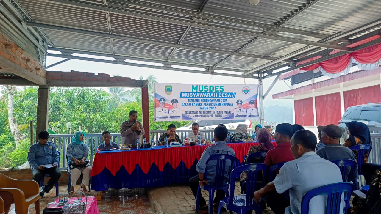 Perkuat Sinergitas Tiga Pilar, Polsek Talang Padang Hadiri Musyawarah Desa TA 2027 di Desa Karang Are