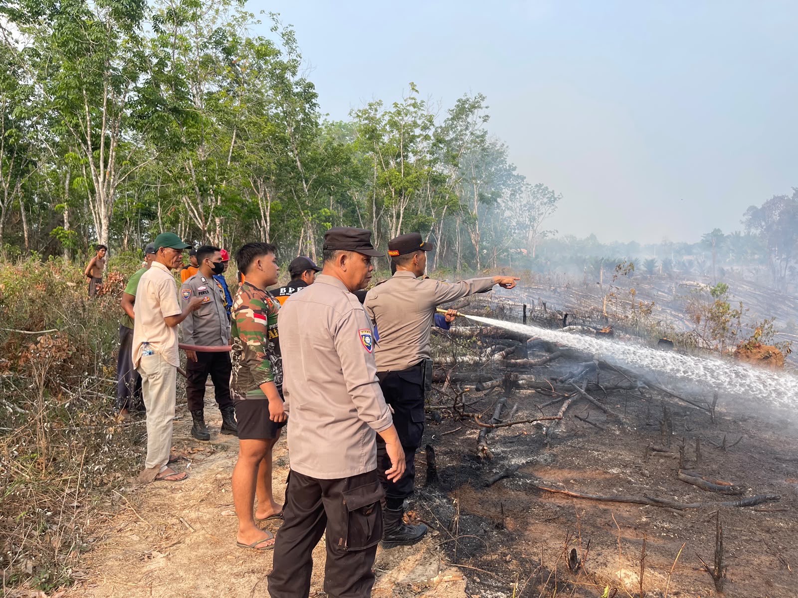 Kebakaran Lahan di Dusun VII Teleme, Desa Lubuk Batang Lama Berhasil Dipadamkan