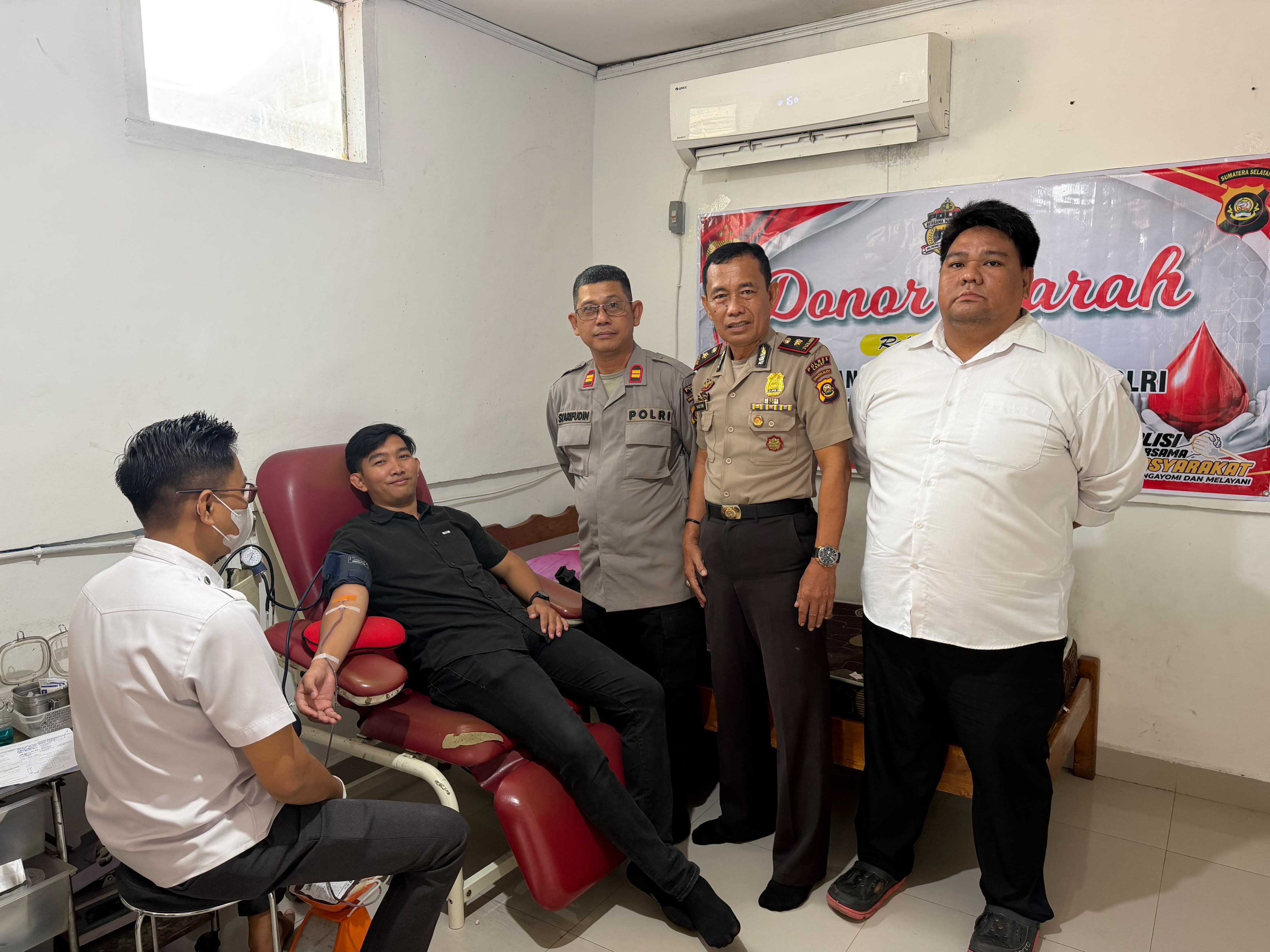 Sambut Hari Jadi ke-75 Divisi Humas Polri, Humas Polres Lahat Gelar Donor Darah Bersama PMI