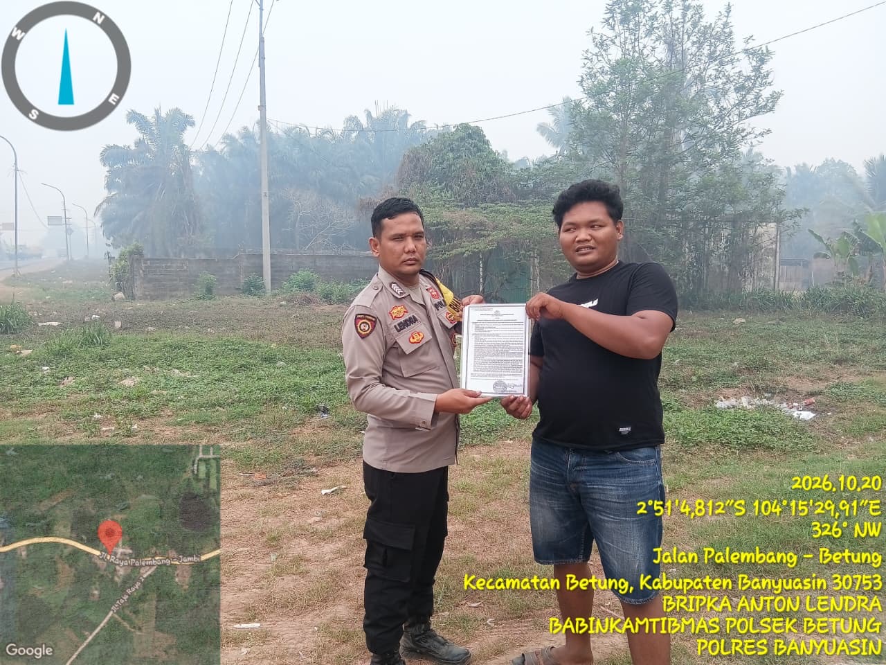 Bhabinkamtibmas Polsek Betung Sosialisasikan Pencegahan Karhutla di Desa Biyuku