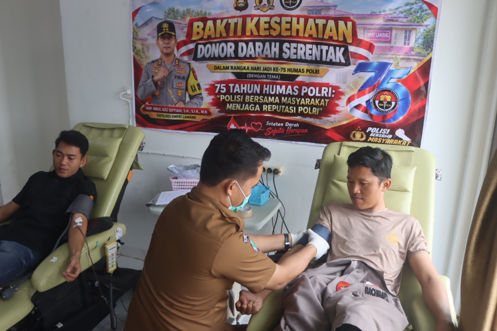 *Wujudkan Kepedulian Sosial, Polres Empat Lawang Gelar Donor Darah Peringati HUT Humas Polri ke-75*