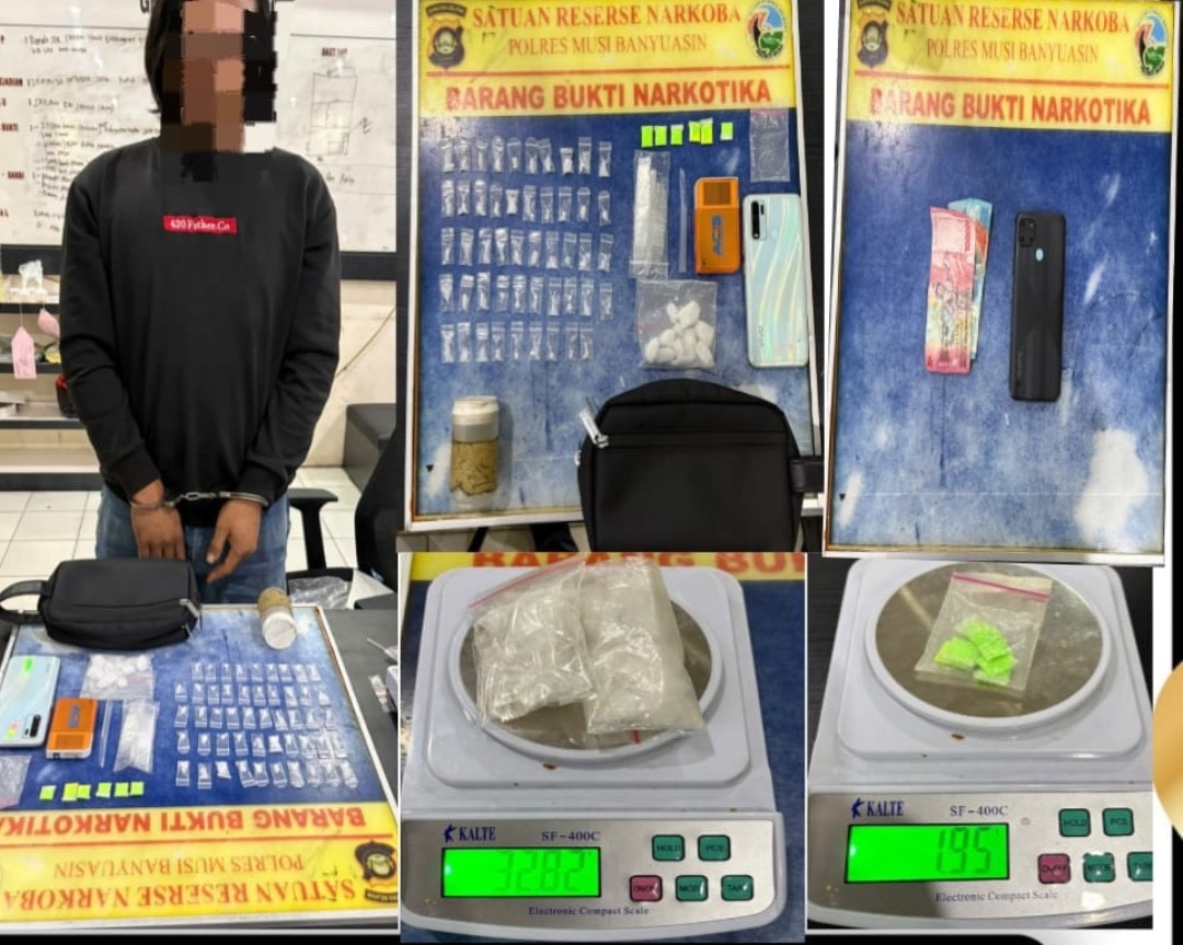 Polsek Bayung Lencir Amankan Sopir dengan 50 Paket Diduga Sabu dan Enam Paket Serbuk Hijau di Muba