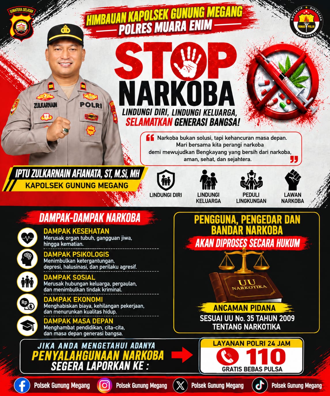Kapolsek Gunung Megang Ajak Masyarakat Perangi Narkoba, Lindungi Keluarga dan Generasi Bangsa