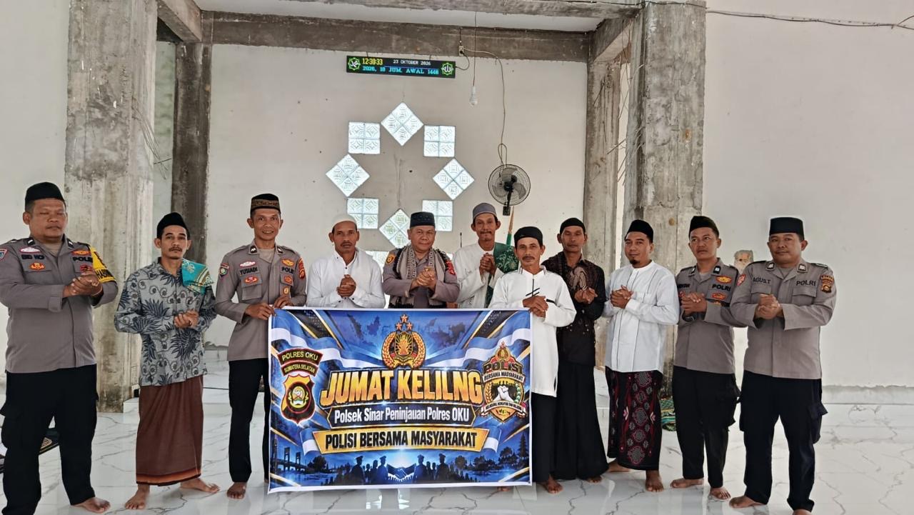 Kapolsek Sinar Peninjauan Gelar Jumat Keliling di Masjid Baiturohim Desa Karya Jaya, Sampaikan Pesan Kamtibmas