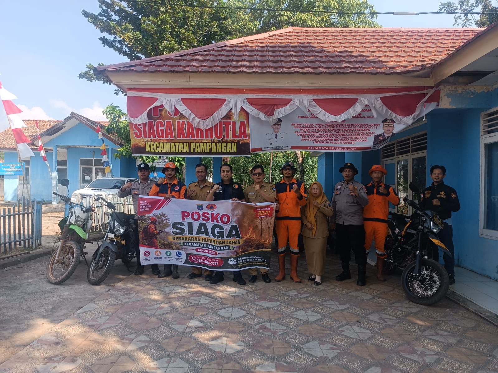 Cegah Karhutla Sejak Dini, Polsek Pampangan Bersama BPBD Cek Kesiapan Posko dan Peralatan Pemadaman
