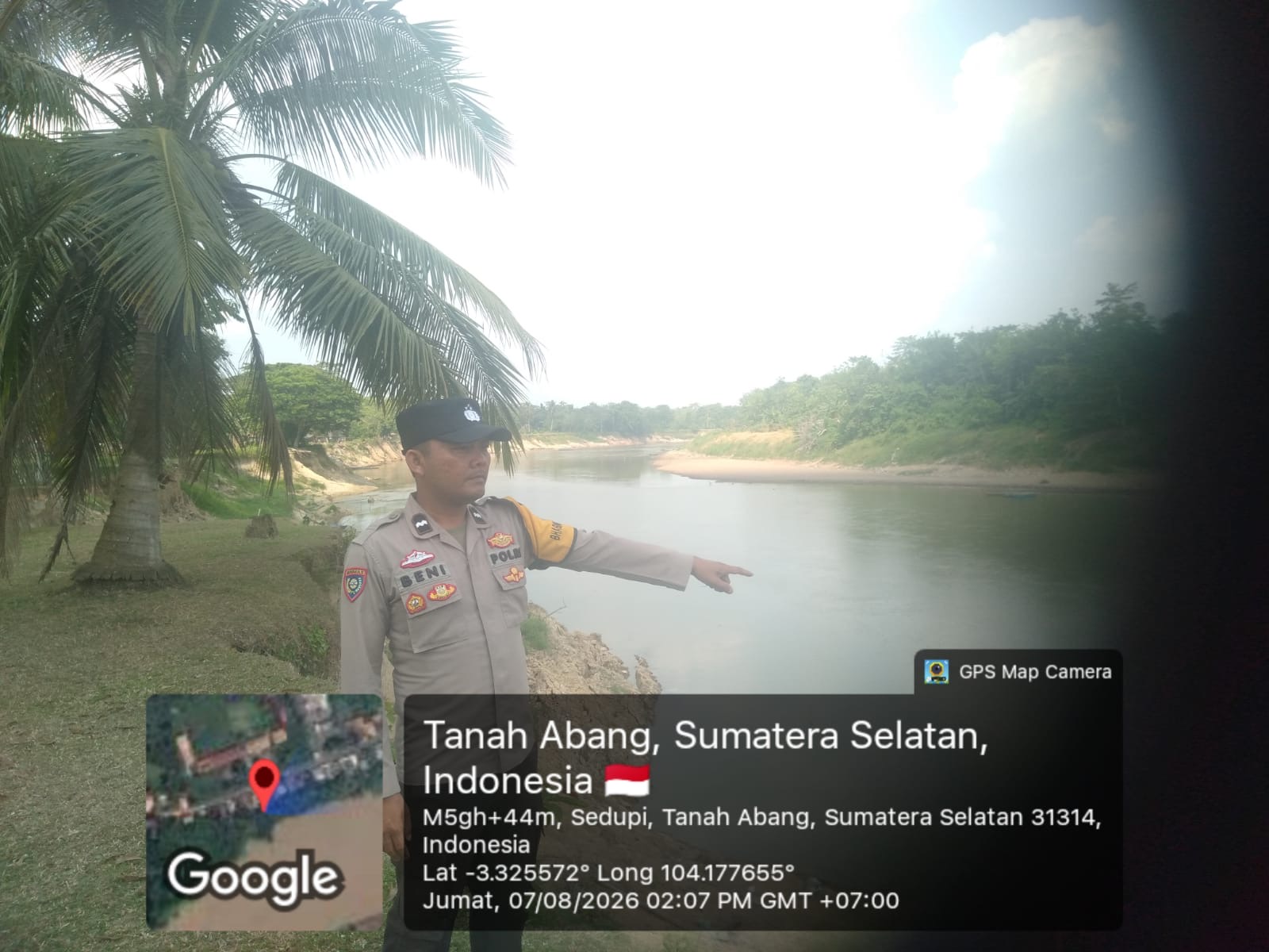 Debit Sungai Lematang Menurun, Polsek Tanah Abang Pantau 11 Desa Antisipasi Banjir Susulan