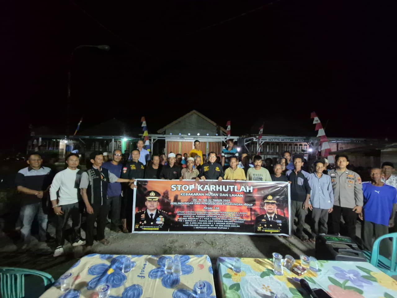 Polsek Pampangan Gelar Sosialisasi Harkamtibmas, Pencegahan Karhutla, dan Layanan Polisi 110 di Desa Ulak Kemang Baru