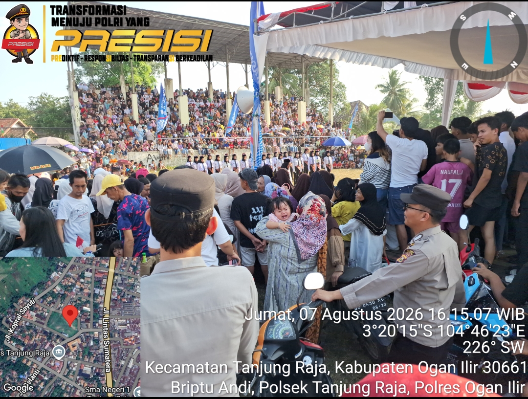 POLSEK TANJUNG RAJA AMANKAN LOMBA GERAK JALAN INDAH, RANGKAIAN HUT KEMERDEKAAN RI KE-81 BERJALAN AMAN DAN LANCAR