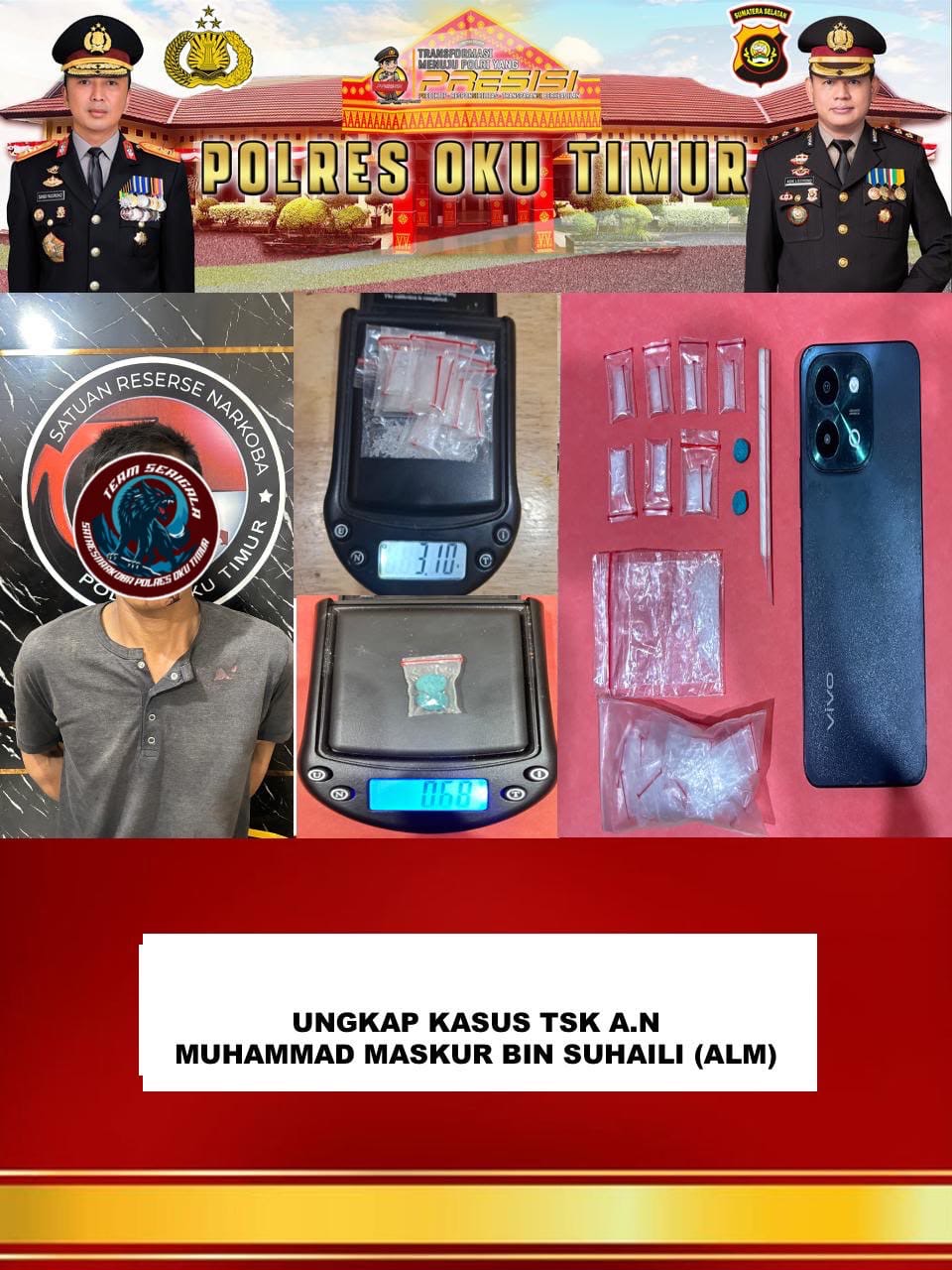 Bandar Extasy dan Sabu Ditangkap Tim Serigala Unit 1 Satresnarkoba Polres OKUT