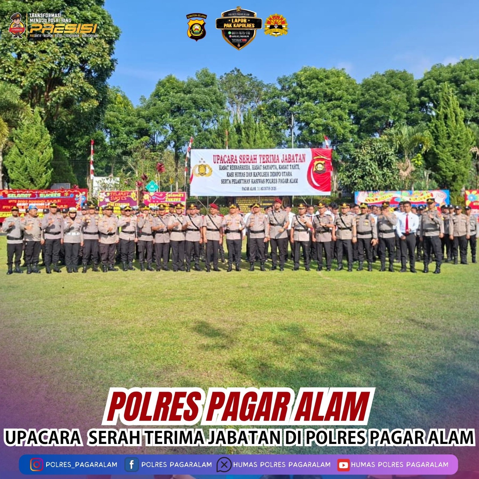 Kapolres Pagar Alam Pimpin Sertijab Sejumlah Pejabat, Wujud Penyegaran Organisasi dan Penguatan Kinerja