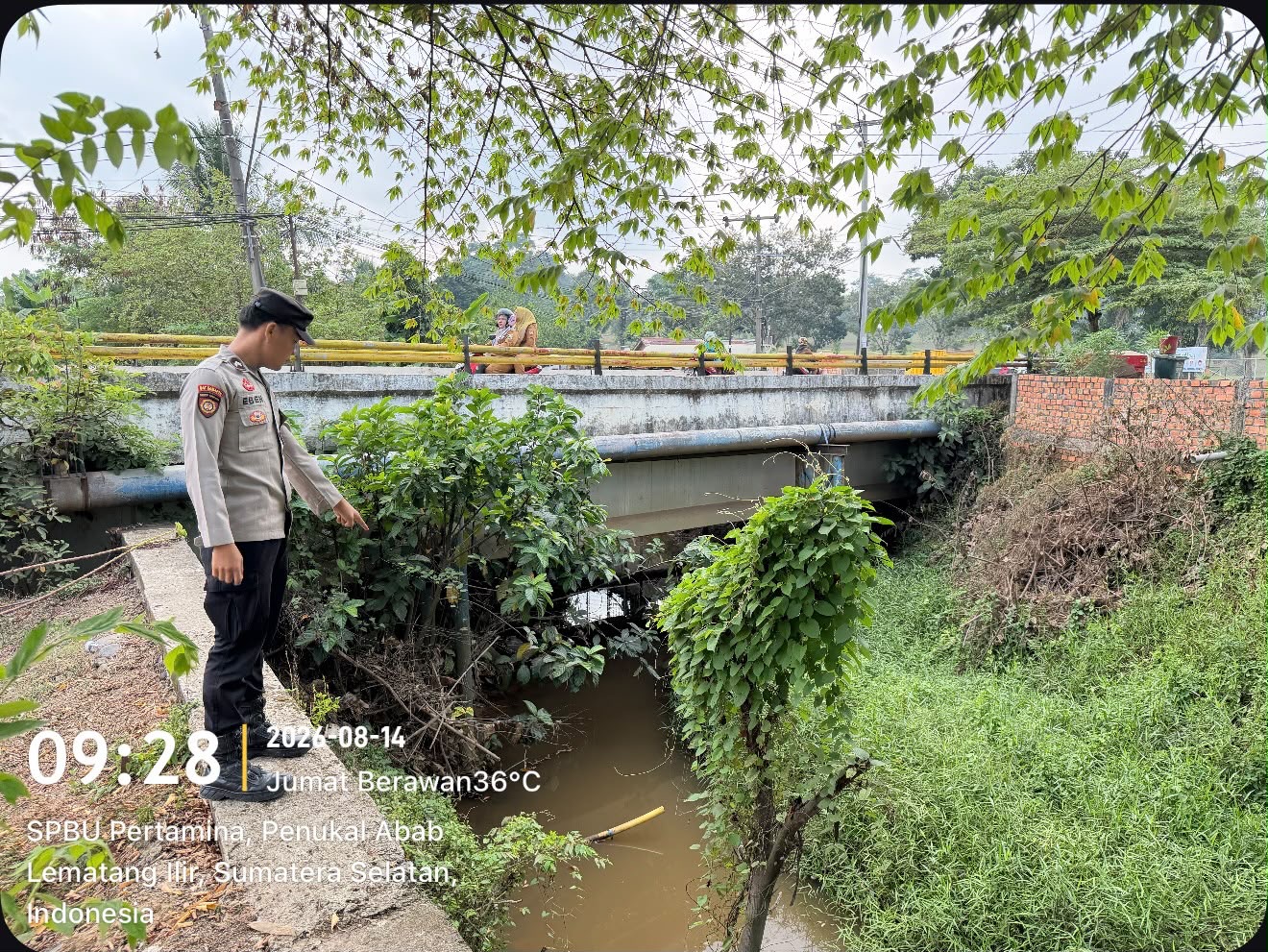 Debit Sungai Beracung Mulai Turun, Polsek Talang Ubi Pastikan Kondisi Masih Normal dan Aman
