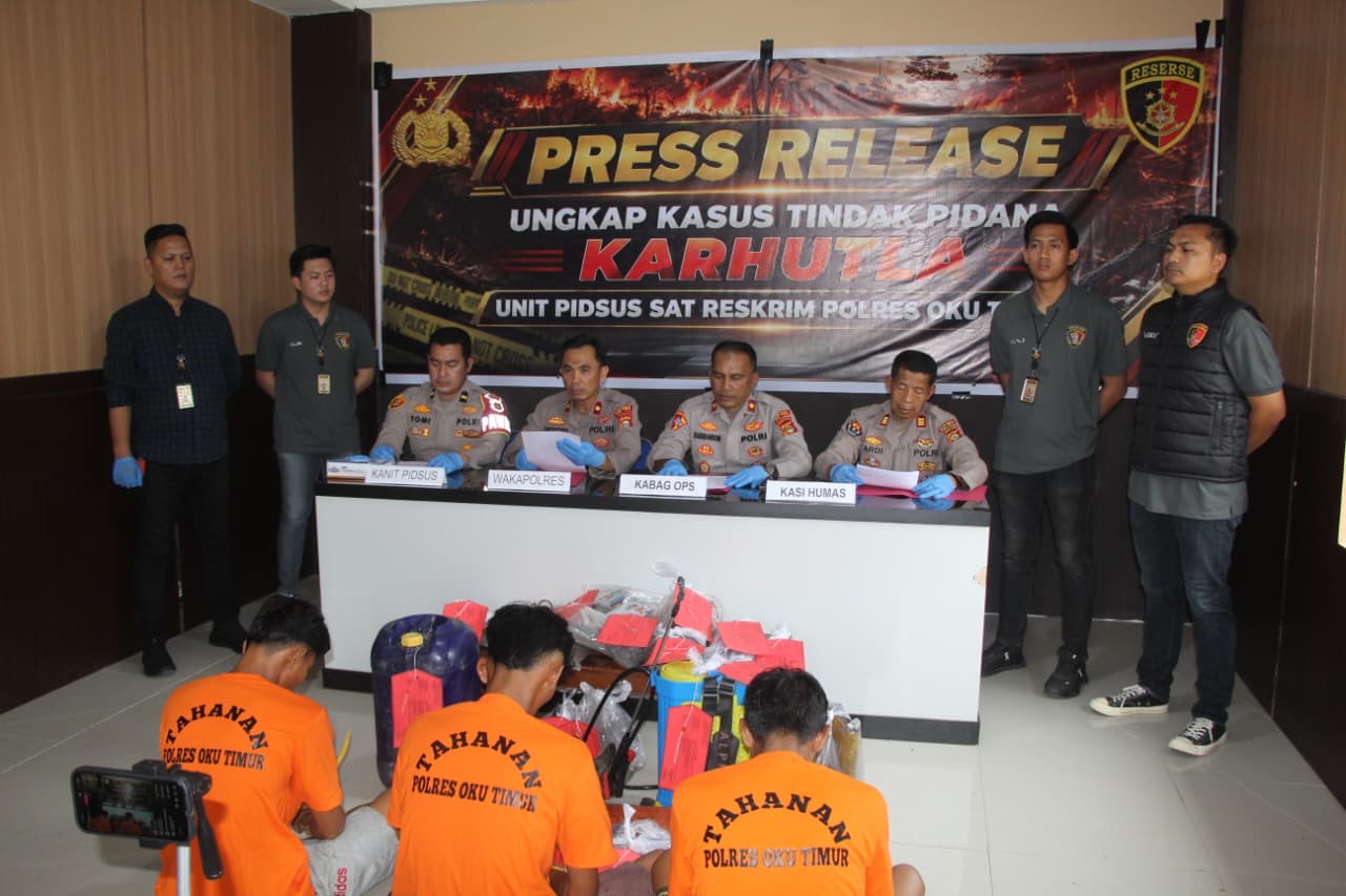 Unit Pidsus Satreskrim Polres OKUT Tangkap 3 Pelaku Karhutla