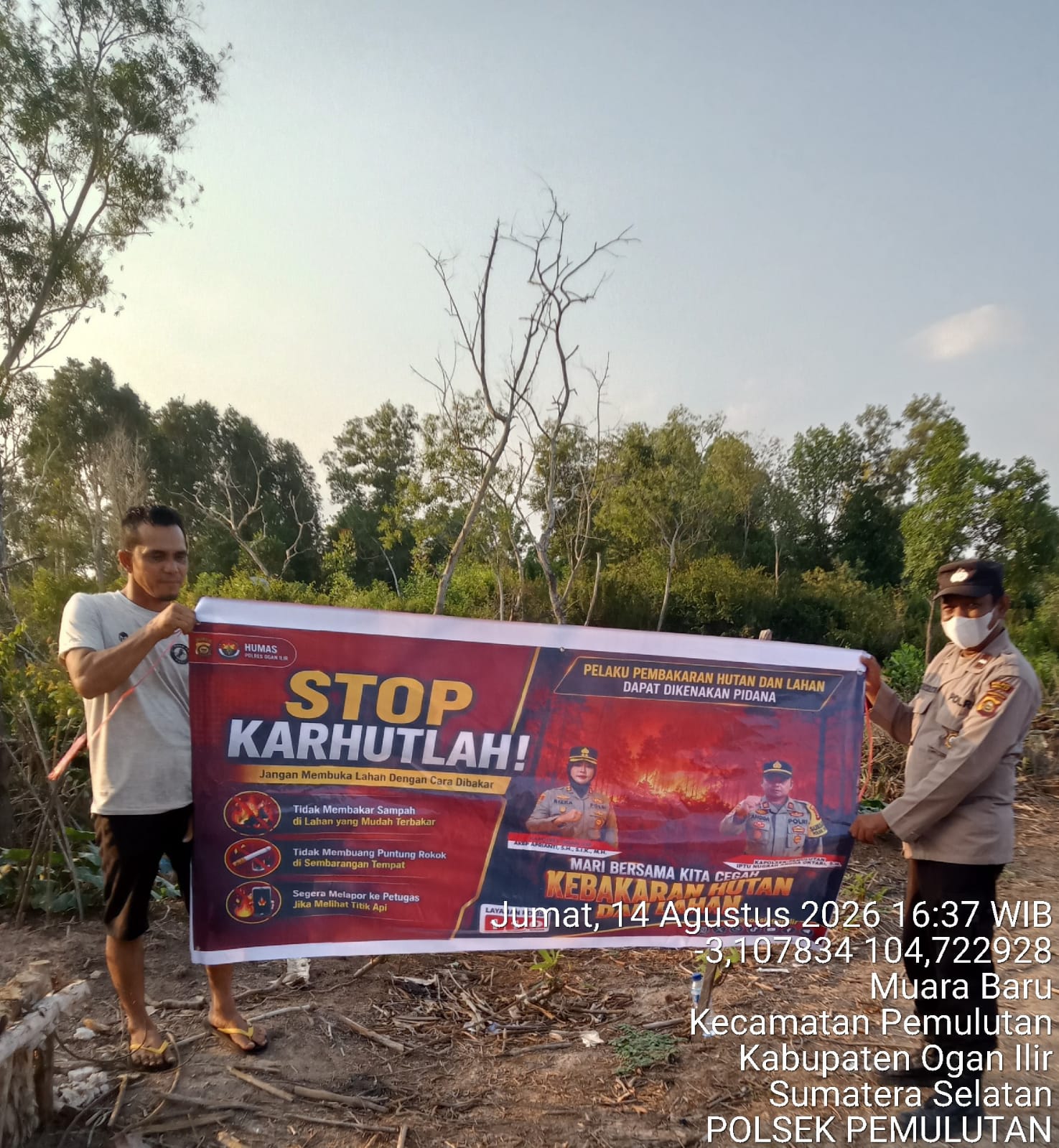 Polsek Pemulutan Intensifkan Patroli Karhutla, Antisipasi Hotspot dan Imbau Masyarakat Tidak Membakar Lahan