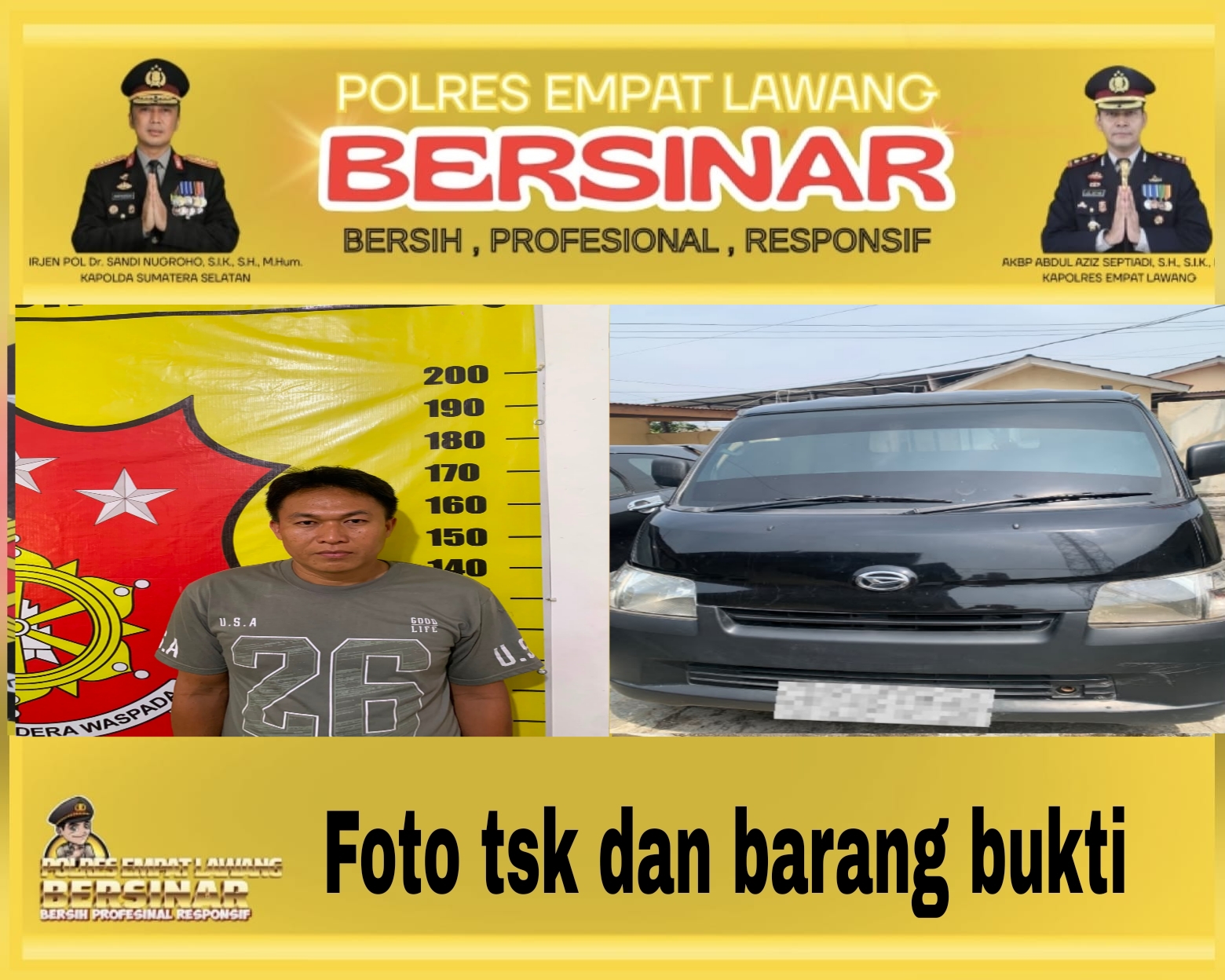 Polsek Tebing Tinggi Ungkap Kasus Pencurian Mobil Grandmax di Empat Lawang