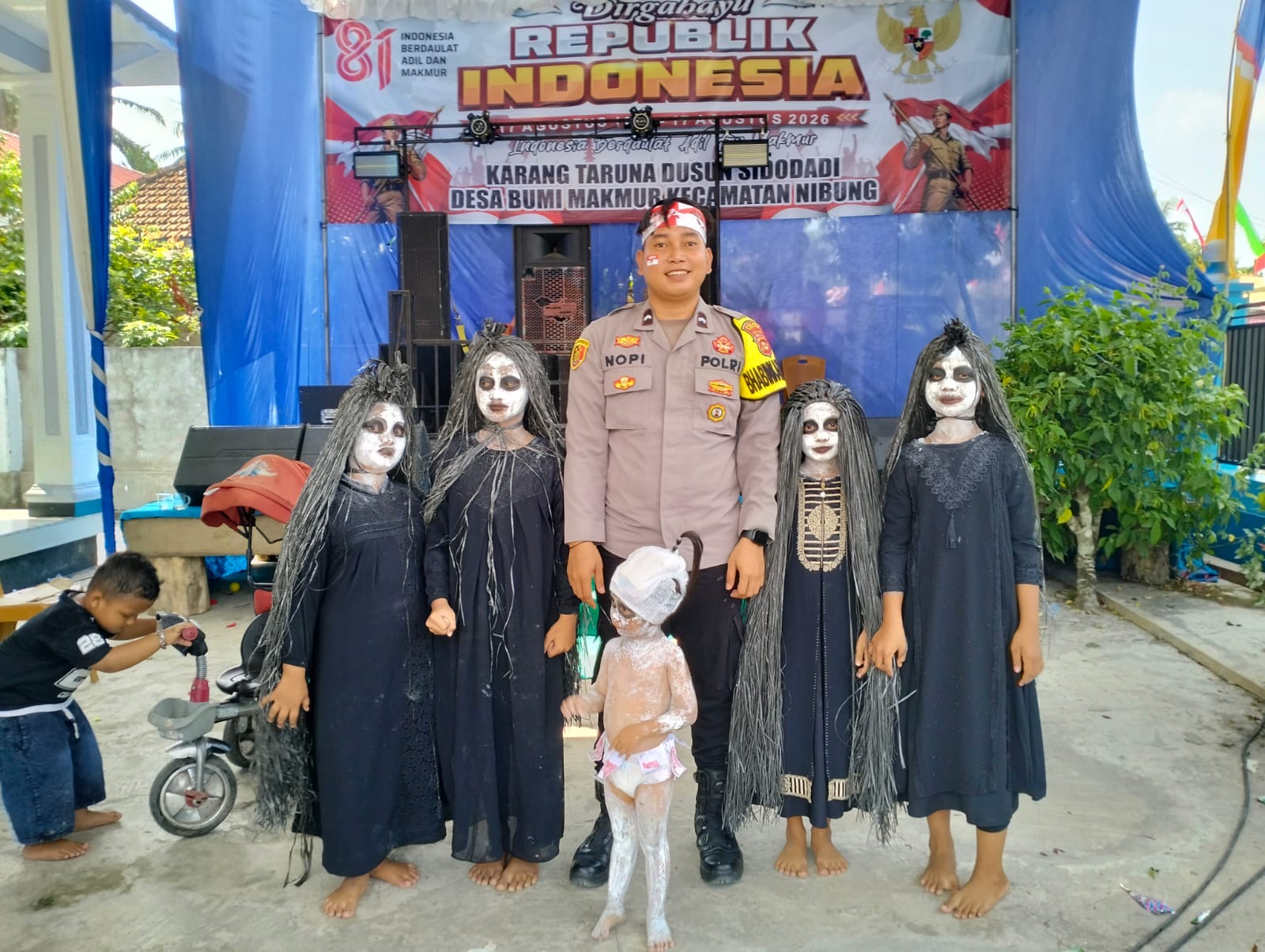 Meriahkan HUT ke-81 RI, Polsek Nibung Amankan Pawai Sepeda dan Motor Hias di Desa Bumi Makmur