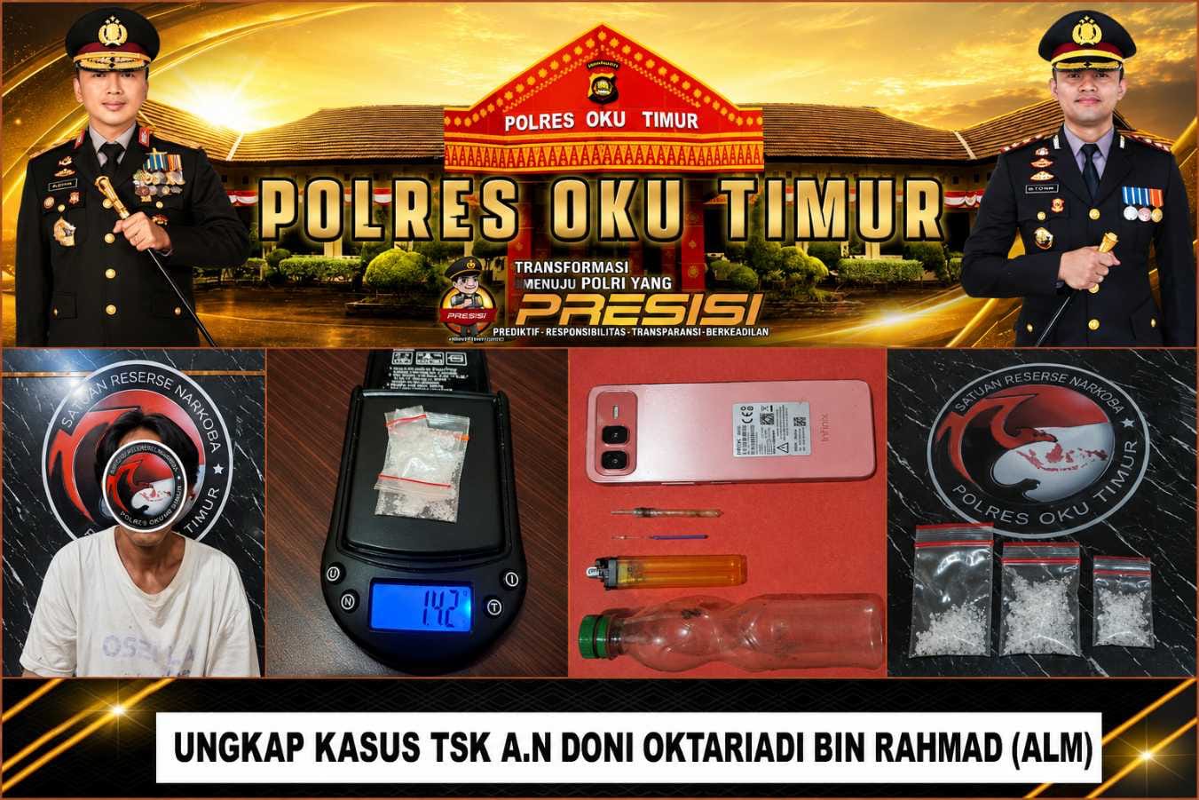 Satres Narkoba Polres OKU Timur Ungkap Kasus Sabu di Sido Mulyo, Satu Pria Diamankan