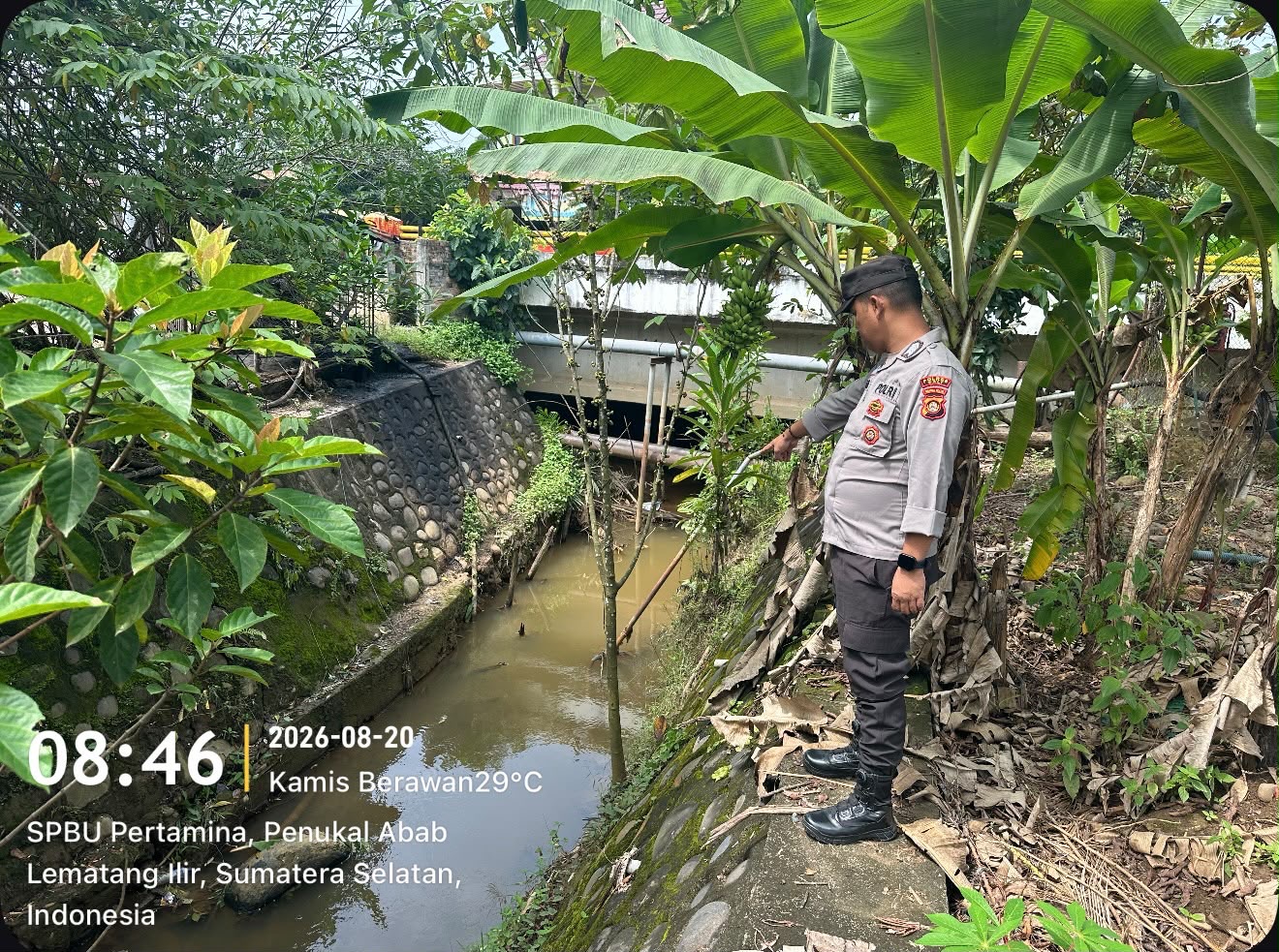 Debit Sungai Beracung Mulai Surut, Polsek Talang Ubi Pastikan Belum Ada Wilayah Terdampak Banjir