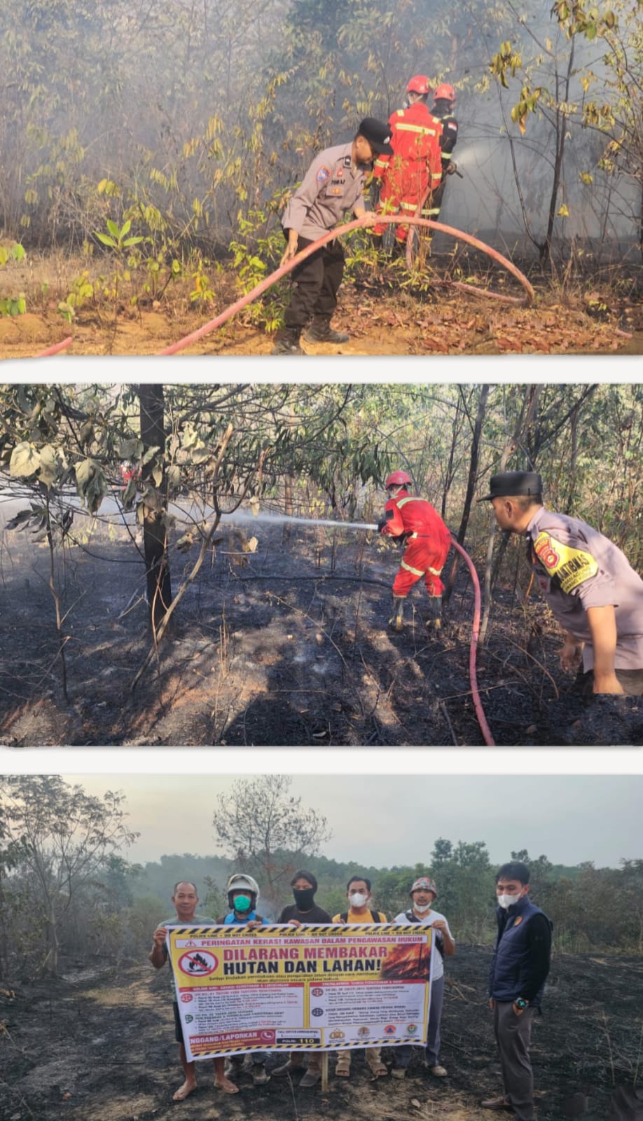 Respons Cepat Personel Polsek Lawang Kidul, Kebakaran Lahan Belukar di Desa Keban Agung Berhasil Dipadamkan