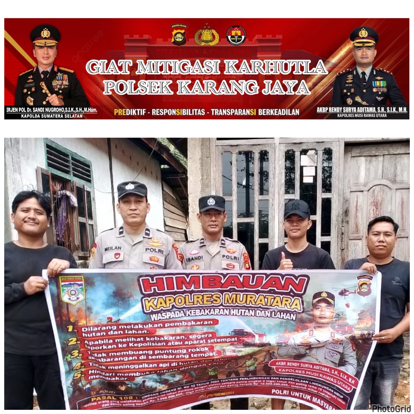 Cegah Karhutla, Polsek Karang Jaya Gencarkan Mitigasi dan Imbauan kepada Warga Desa Suka Menang