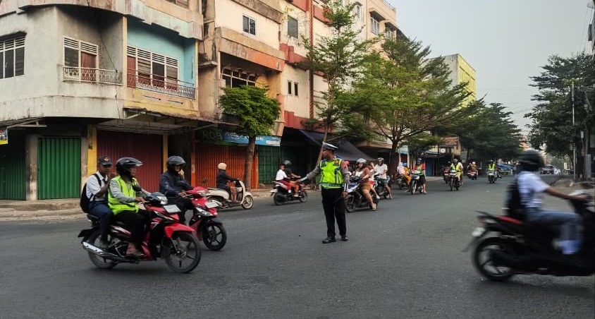 Strong Point Pagi Sat Lantas Polres Oku, Demi Kelancaran Dan Keselamatan Pengguna Jalan