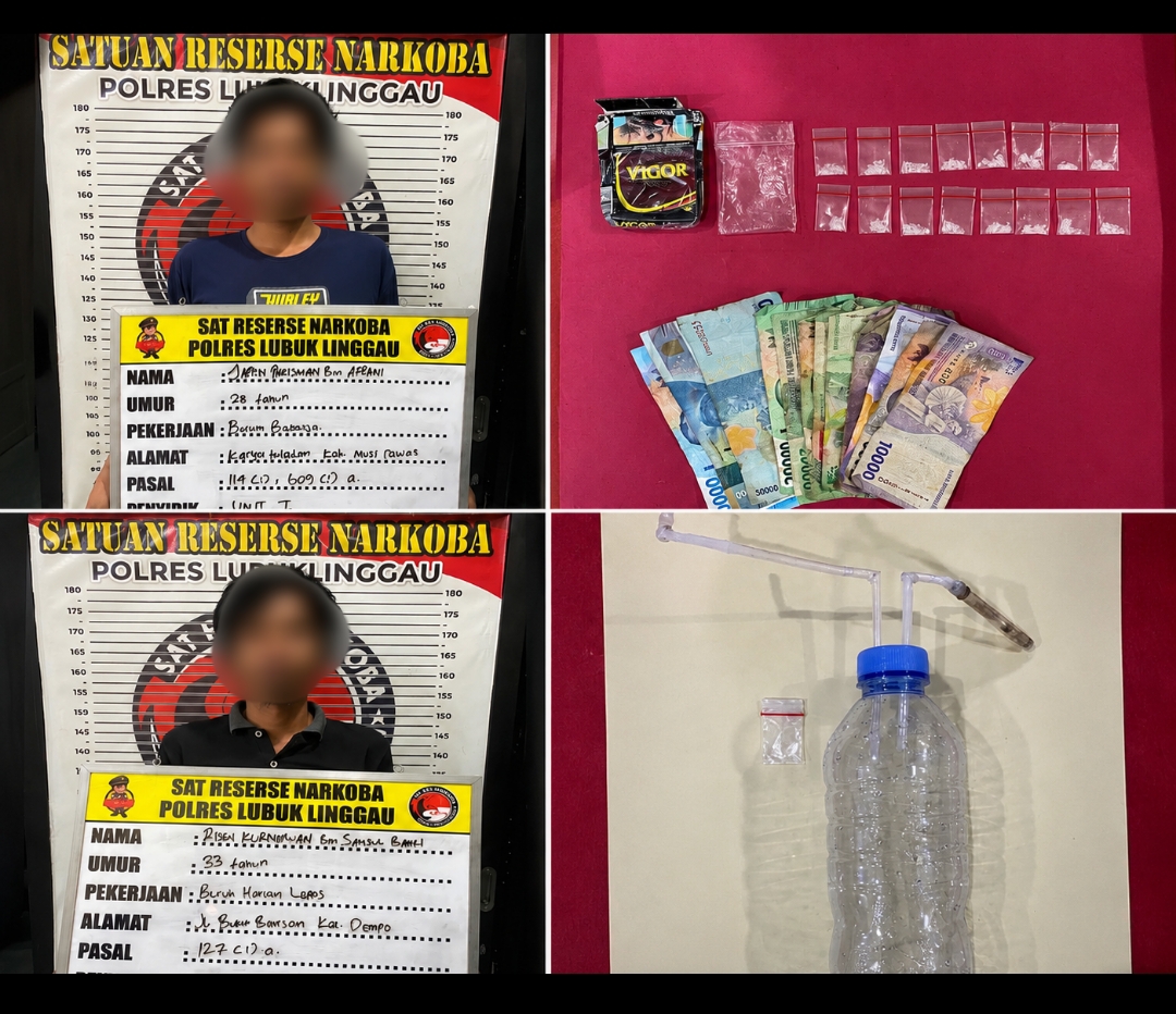 Gerebek Kontrakan di Lubuk Linggau, Polisi Amankan Pengedar Beserta Barang Bukti Shabu